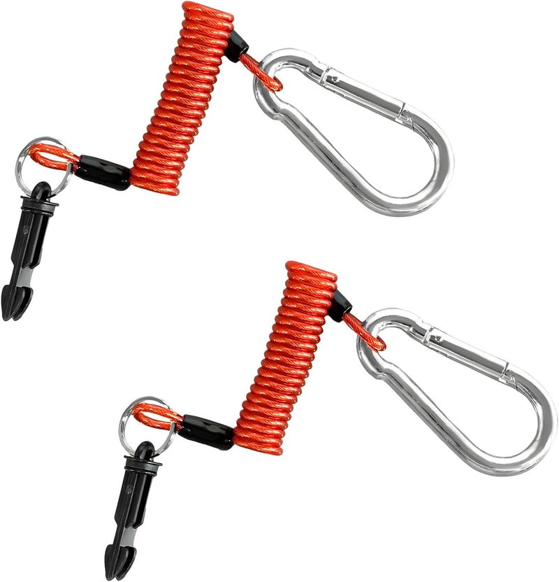 ZNDAW 2PCS Trailer Brake Away Cable, 4FT High Rebound Towing Coiled Wire with Stainless Steel Carabiner & Pin, Heavy Duty RV Emergency Brake Safety Cables for Breakaway Trailer Systems - Image 1